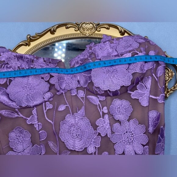 🆕 BRONX & BANCO 🧿 NWOT Jasmine Floral-Appliqued Gown, Lilac - Sz M US 6 - Picture 15 of 16